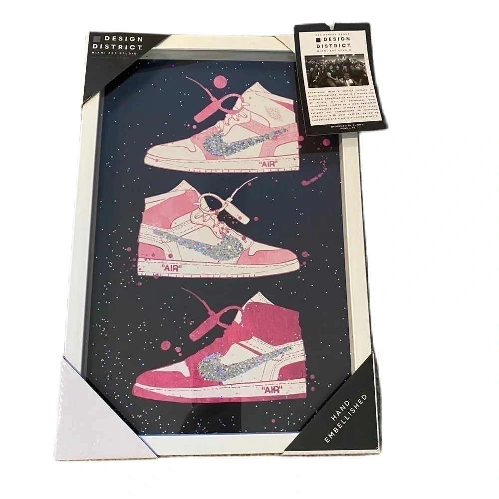 Nike Air Force One Framed Poster Art NEW Pink Glitter Girl Room Decor Wall